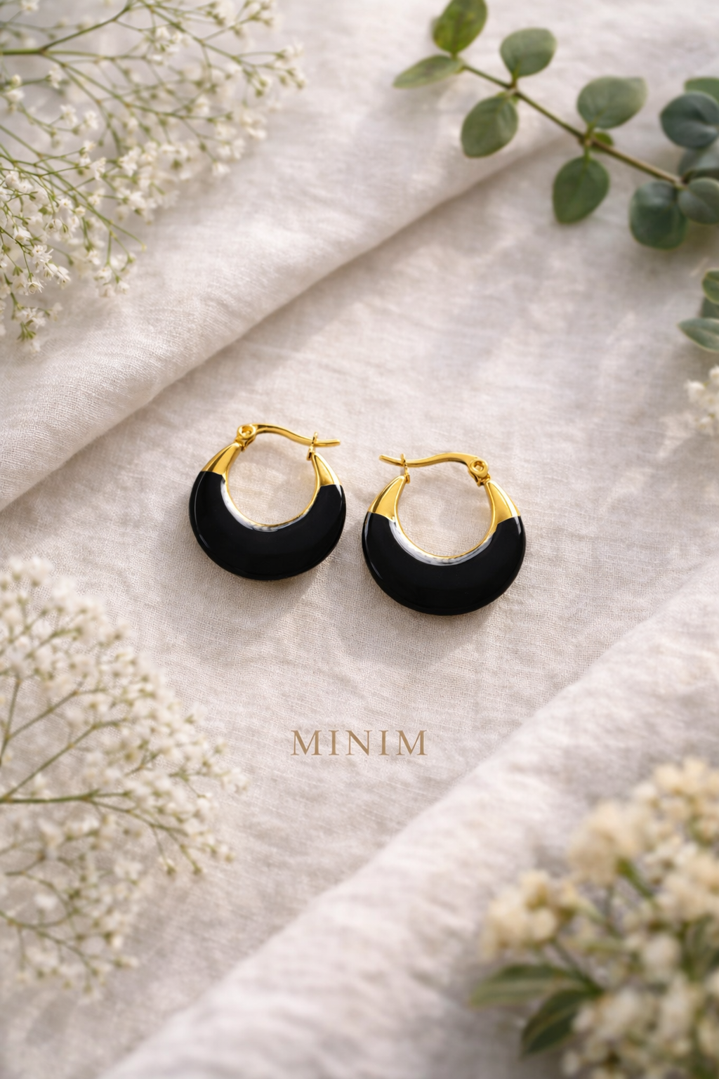 Black Enamel Hoops