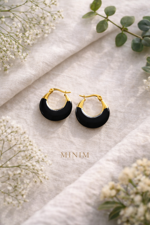 Black Enamel Hoops
