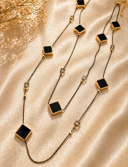 Geometric Black Layered Necklace
