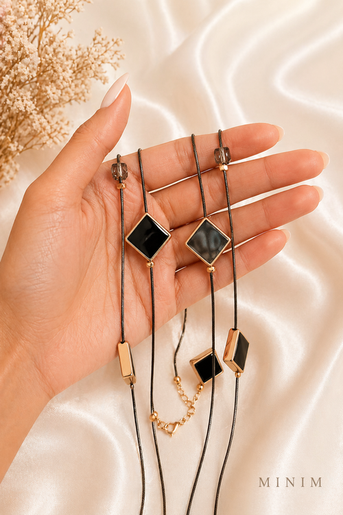 Geometric Black Layered Necklace