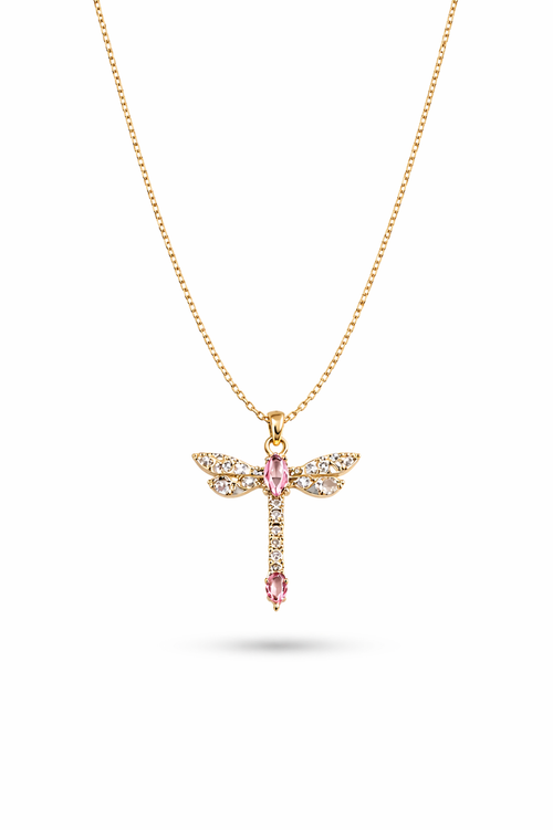 Dragonfly Crystal Pendant Necklace