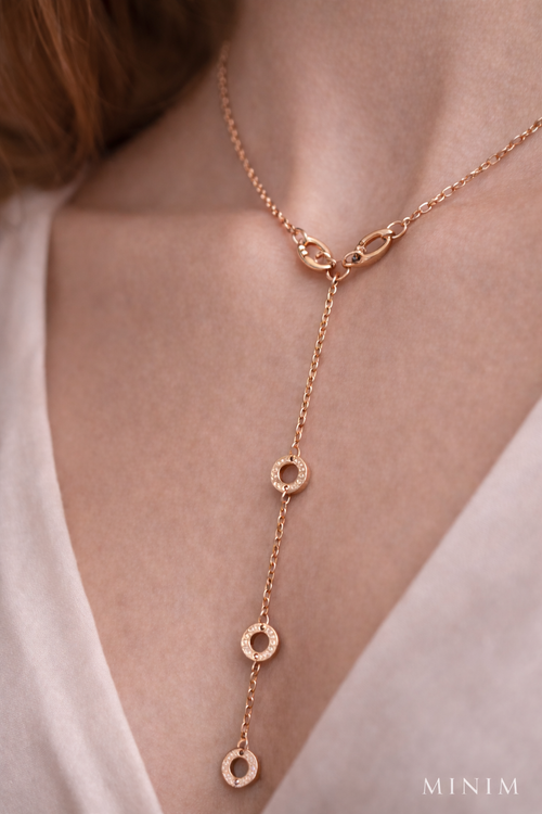Rose Gold Falling Lariat Necklace