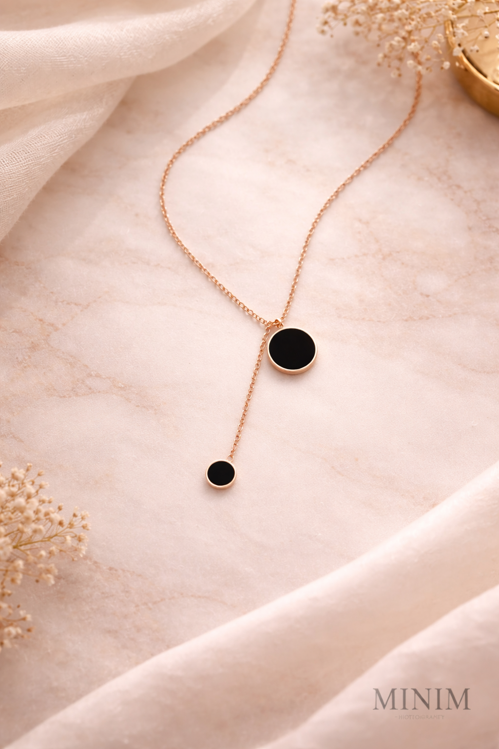 Double Disc Lariat Necklace