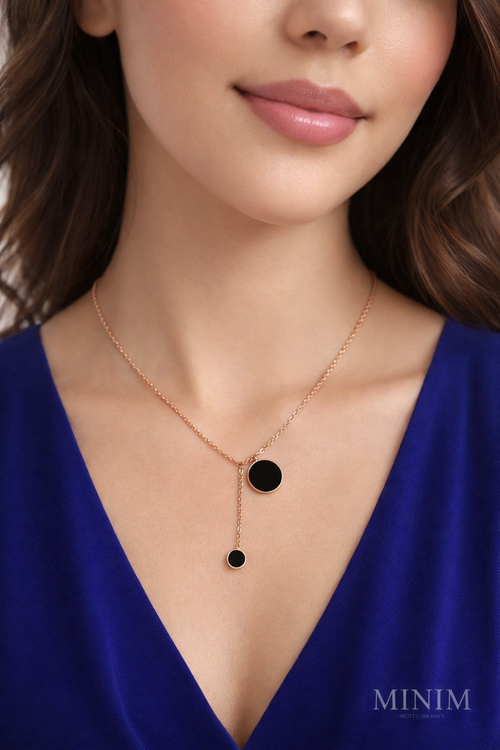 Double Disc Lariat Necklace