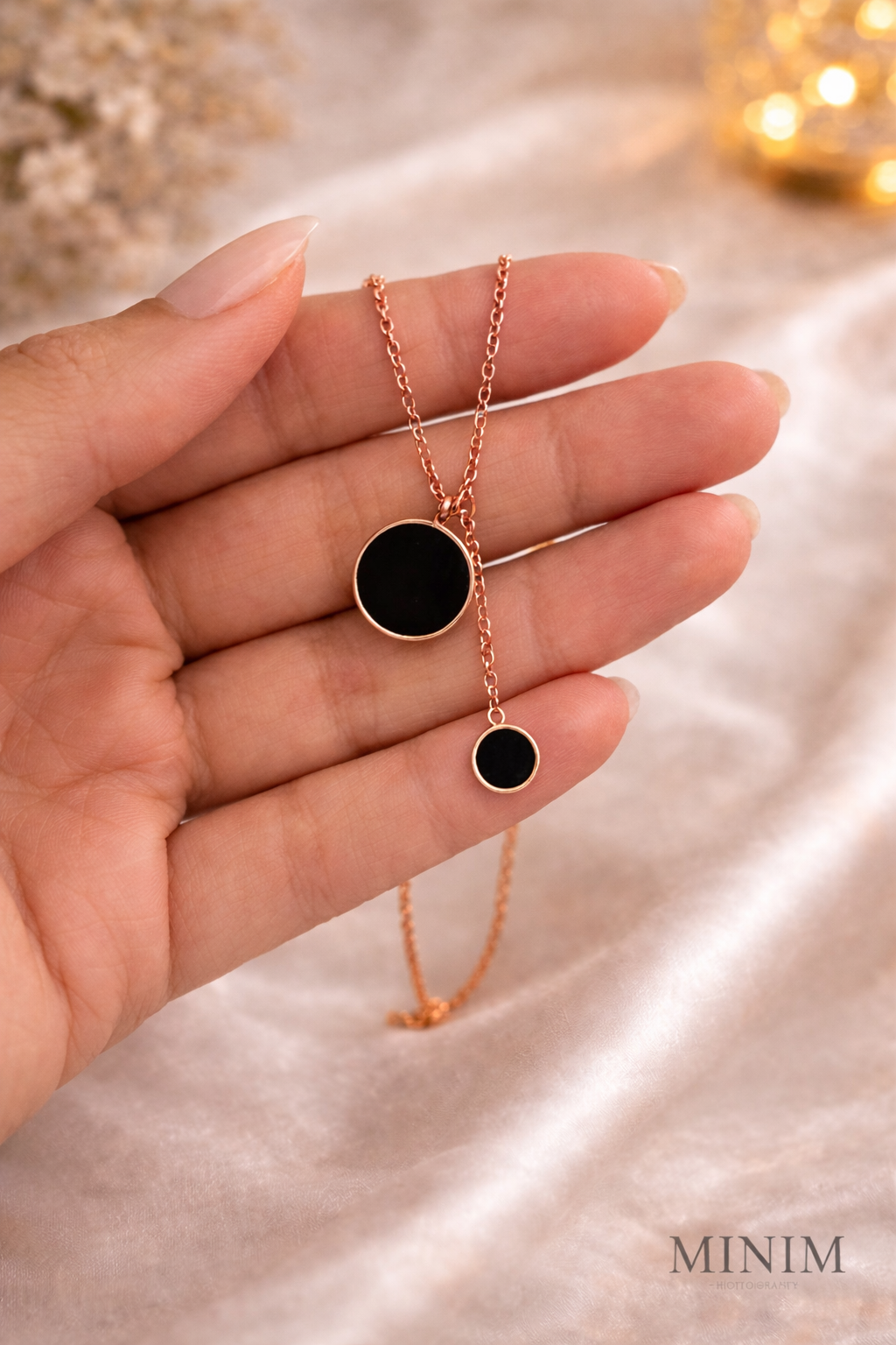Double Disc Lariat Necklace
