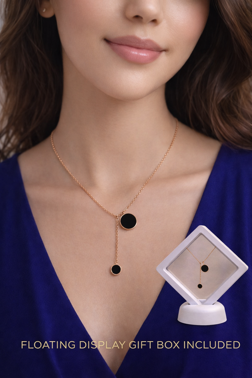 Double Disc Lariat Necklace