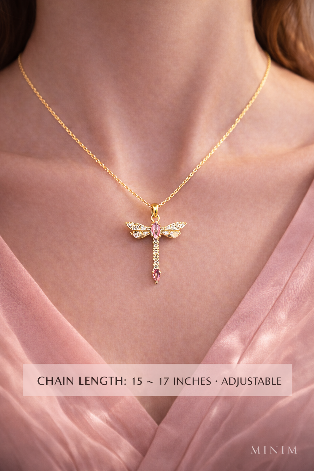 Dragonfly Crystal Pendant Necklace
