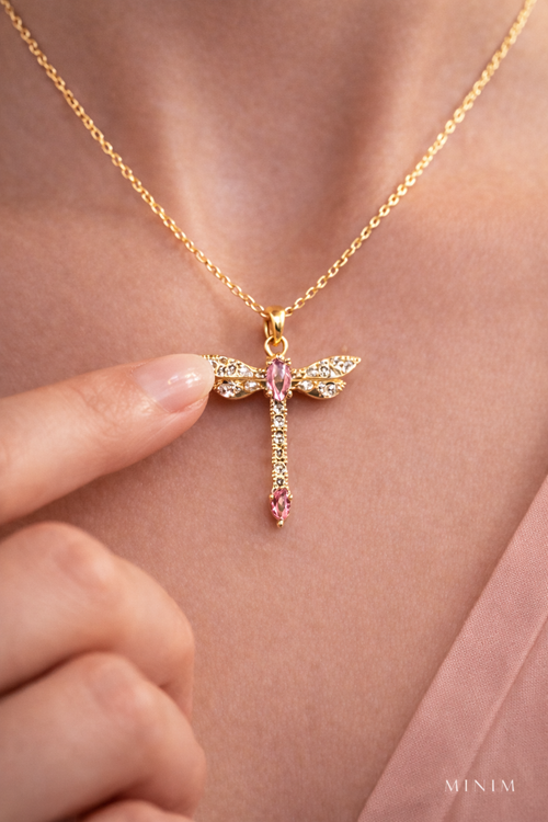 Dragonfly Crystal Pendant Necklace