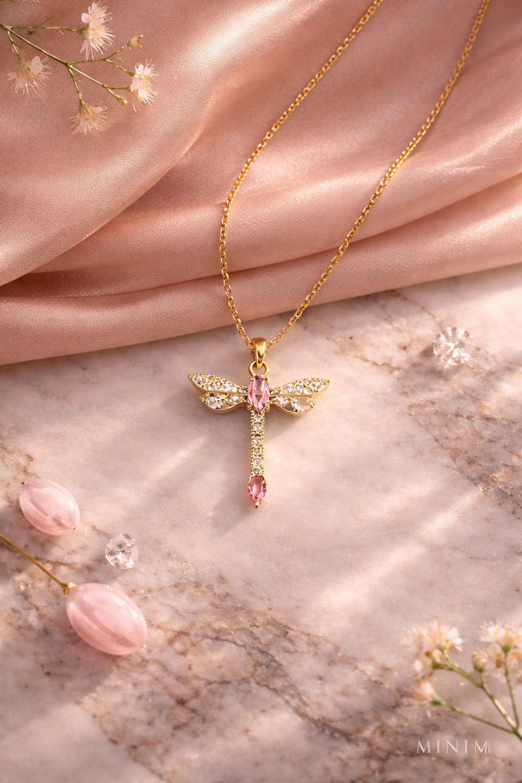Dragonfly Crystal Pendant Necklace