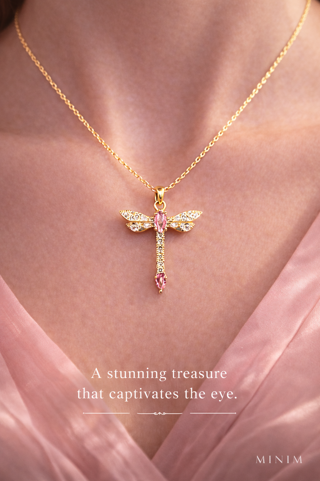 Dragonfly Crystal Pendant Necklace