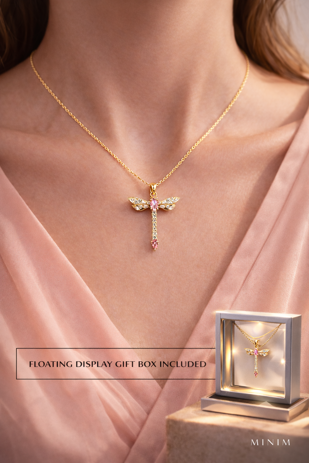 Dragonfly Crystal Pendant Necklace