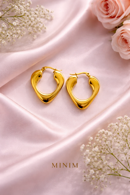 Gold Curved Triangle Earrings