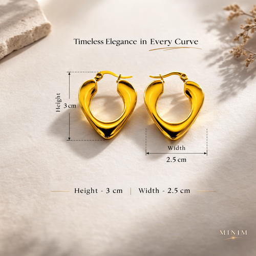 Gold Curved Triangle Earrings