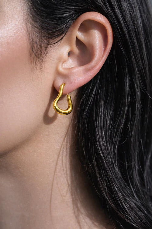 Gold Curvy Hoop Earring