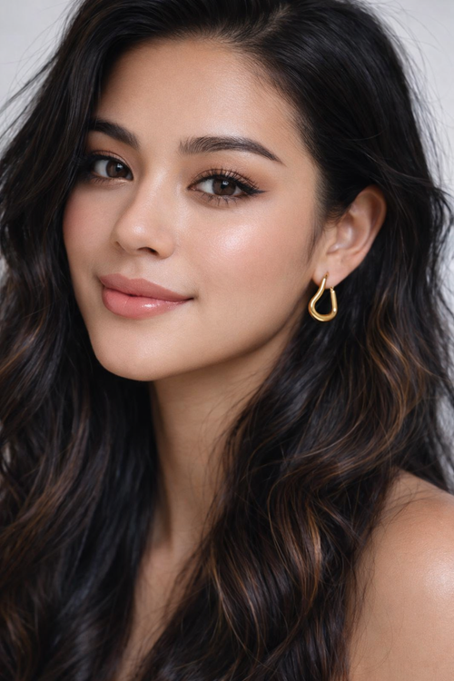 Gold Curvy Hoop Earring