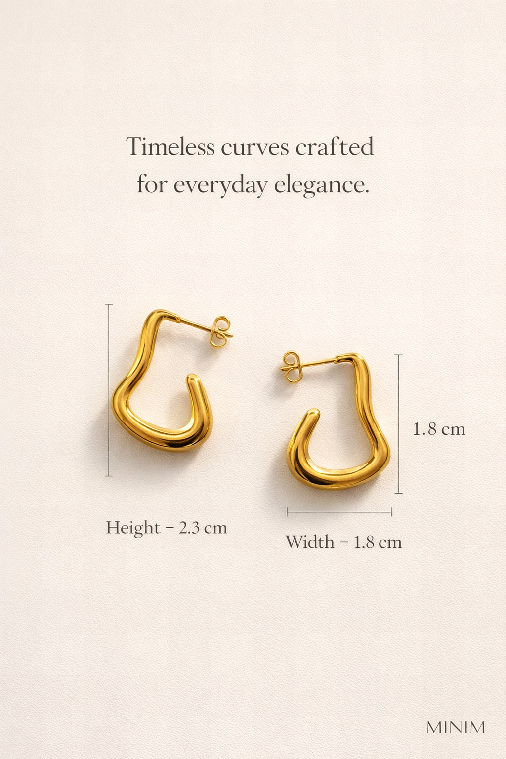 Gold Curvy Hoop Earring
