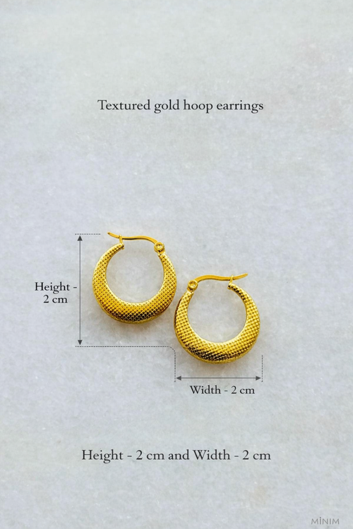 Gold Diamond Texture Hoop Earrings