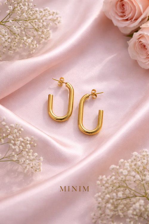 Gold Open U Hoop Earrings