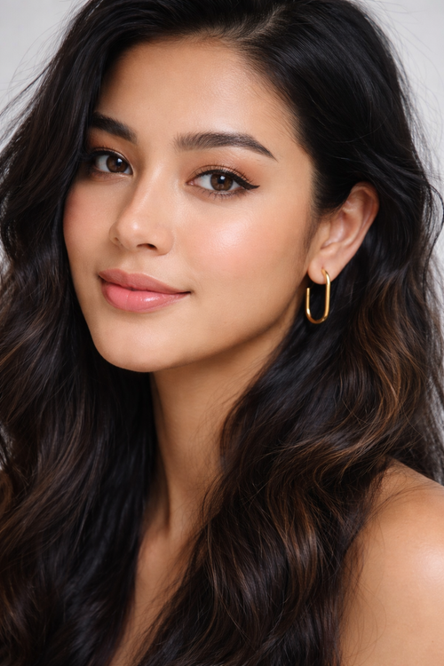 Gold Open U Hoop Earrings