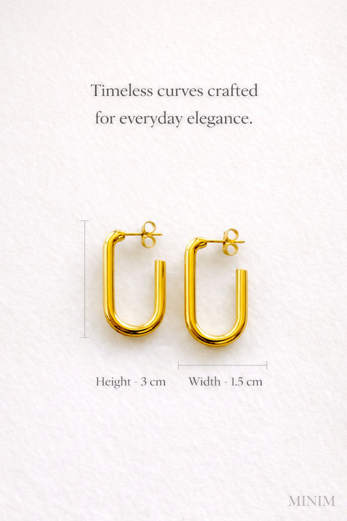Gold Open U Hoop Earrings