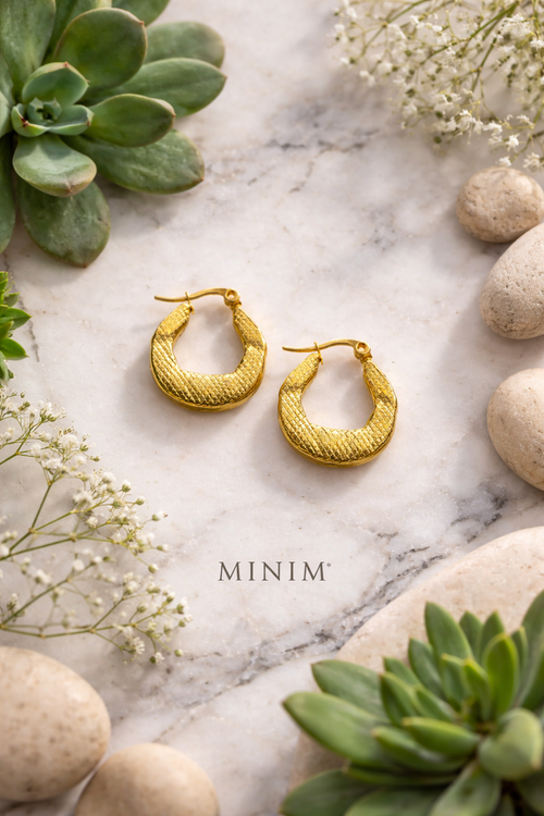 Gold Patterned Hoop Earrings