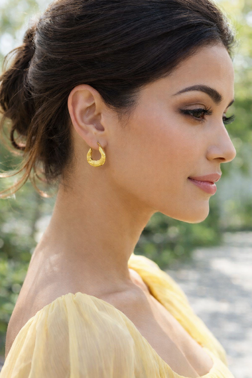 Gold Patterned Hoop Earrings