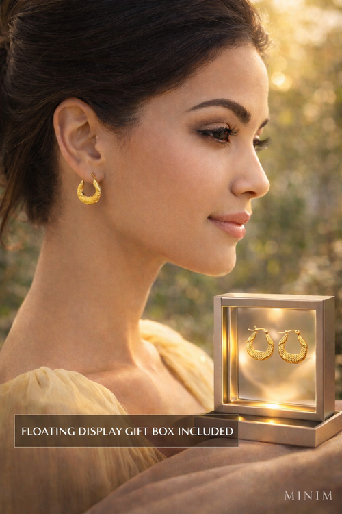 Gold Patterned Hoop Earrings