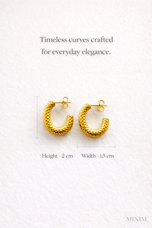 Gold Pebbled Hoop Earrings