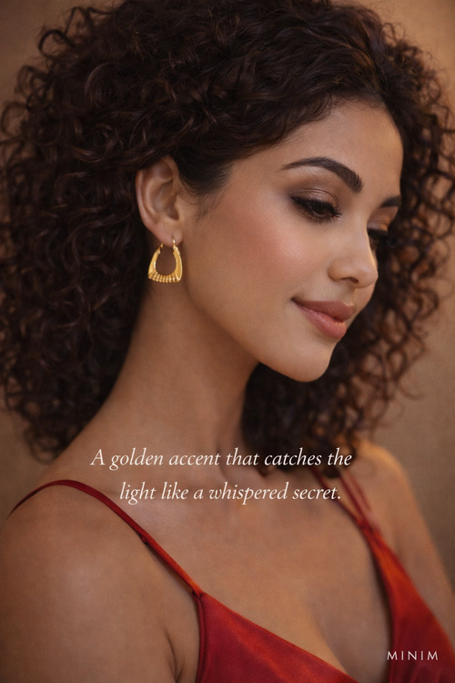 Gold Ribbed Hoop Earrings