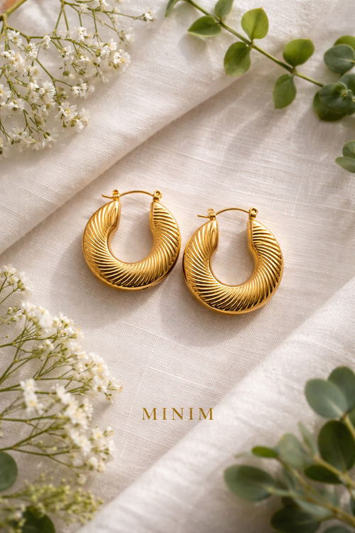 Gold Twisted Rope Hoop Earrings