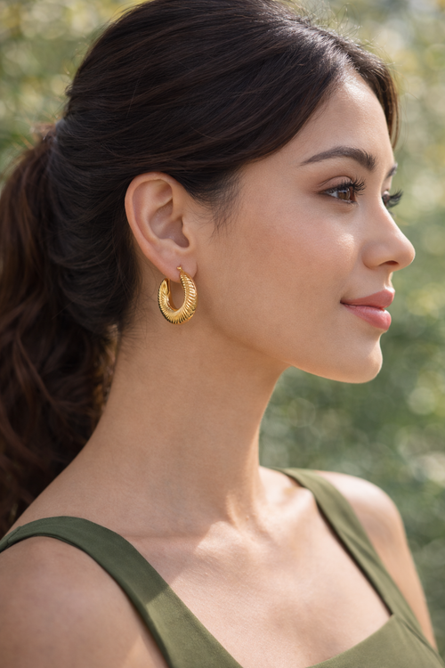 Gold Twisted Rope Hoop Earrings