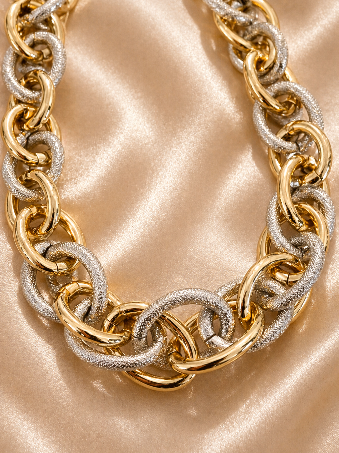Bold Dual Tone Statement Necklace