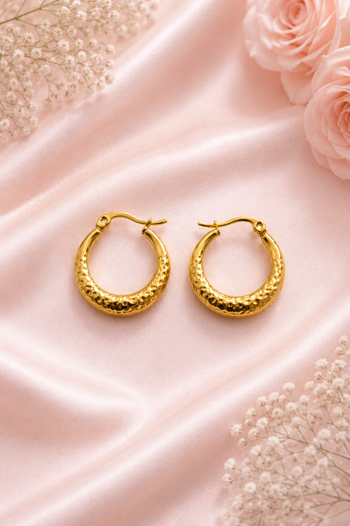 Hammered Gold Hoop Earrings