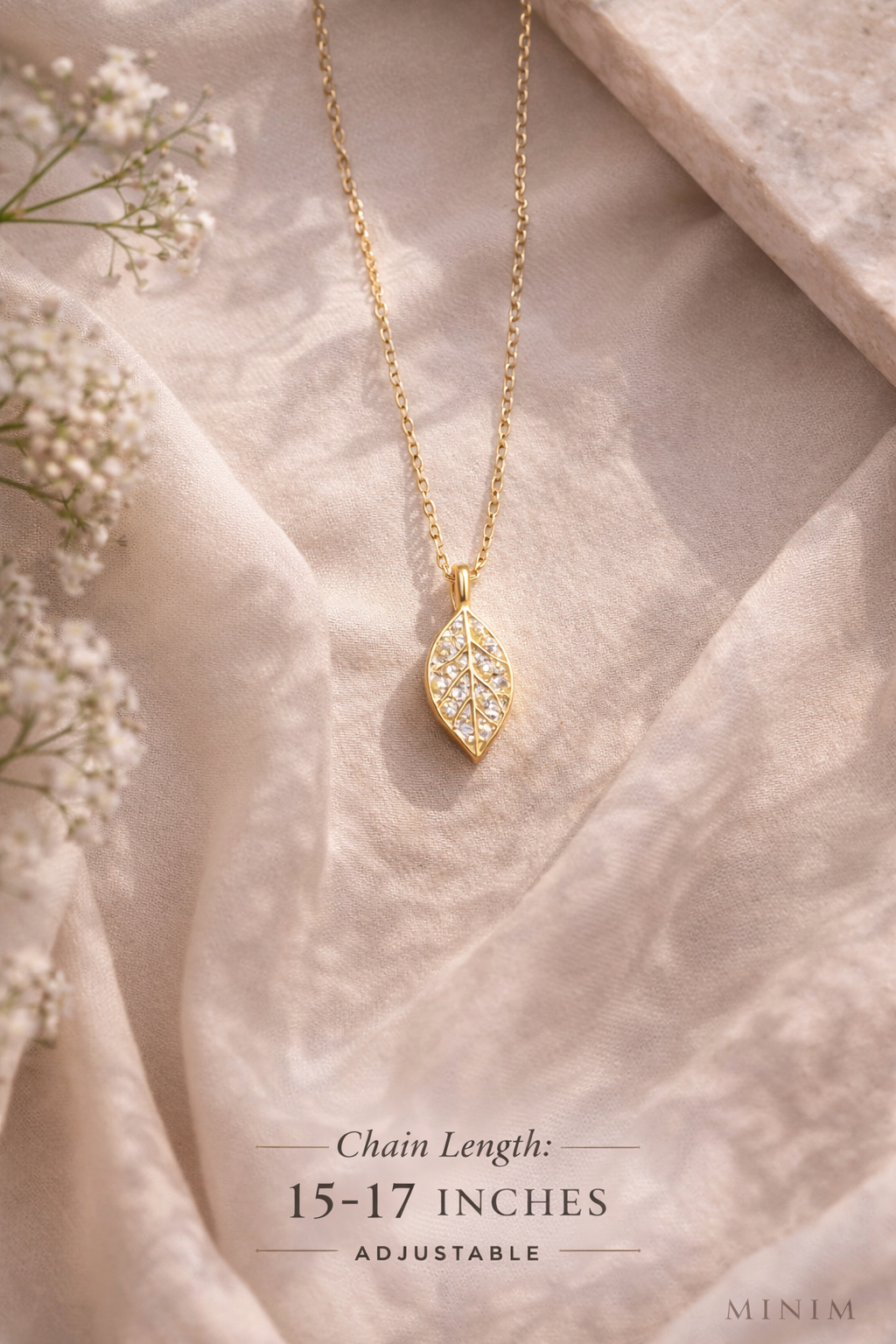 Crystal Leaf Charm Necklace