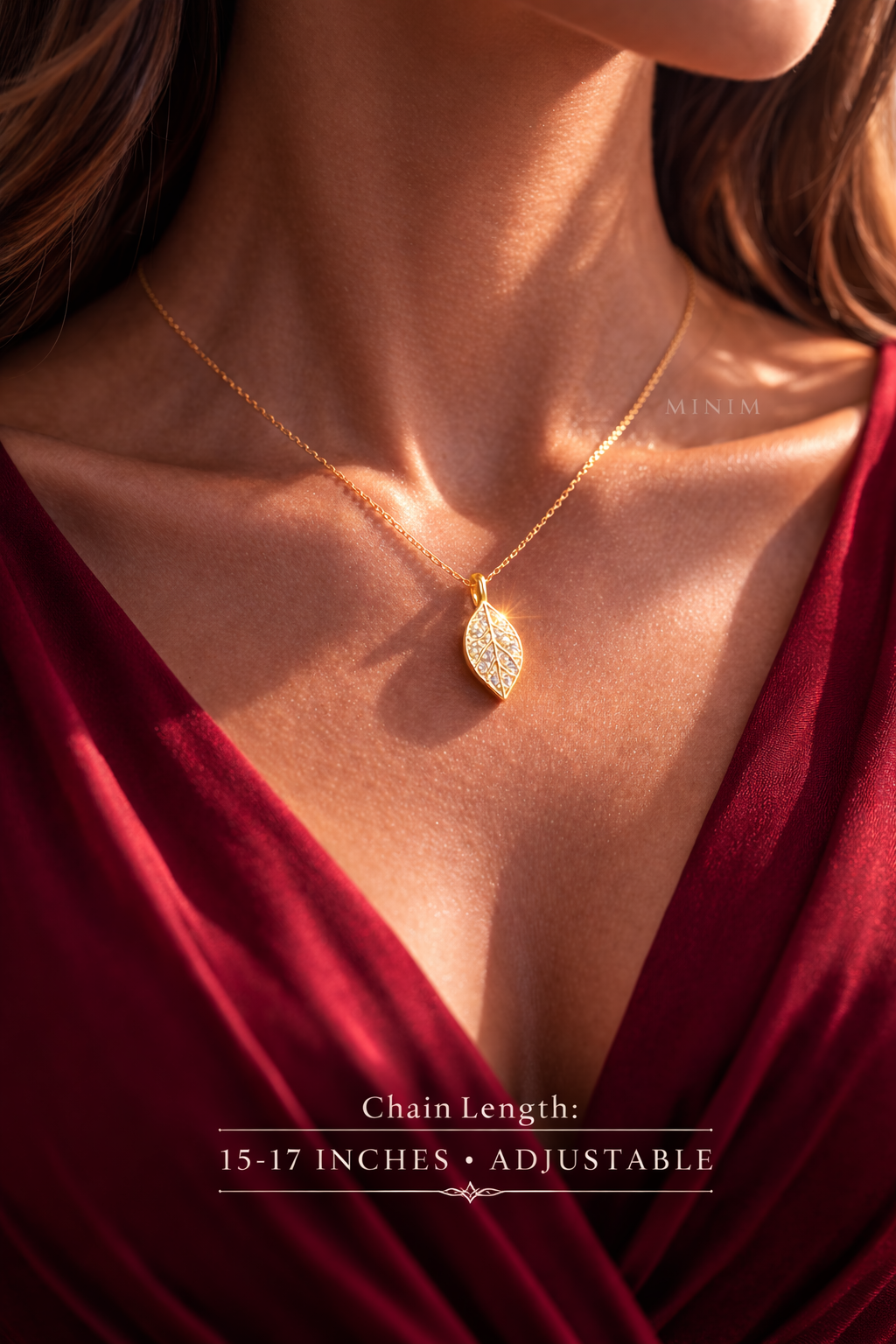 Crystal Leaf Charm Necklace