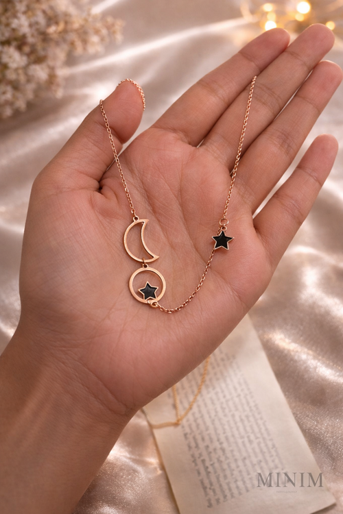 Rose Gold Moon Star Necklace
