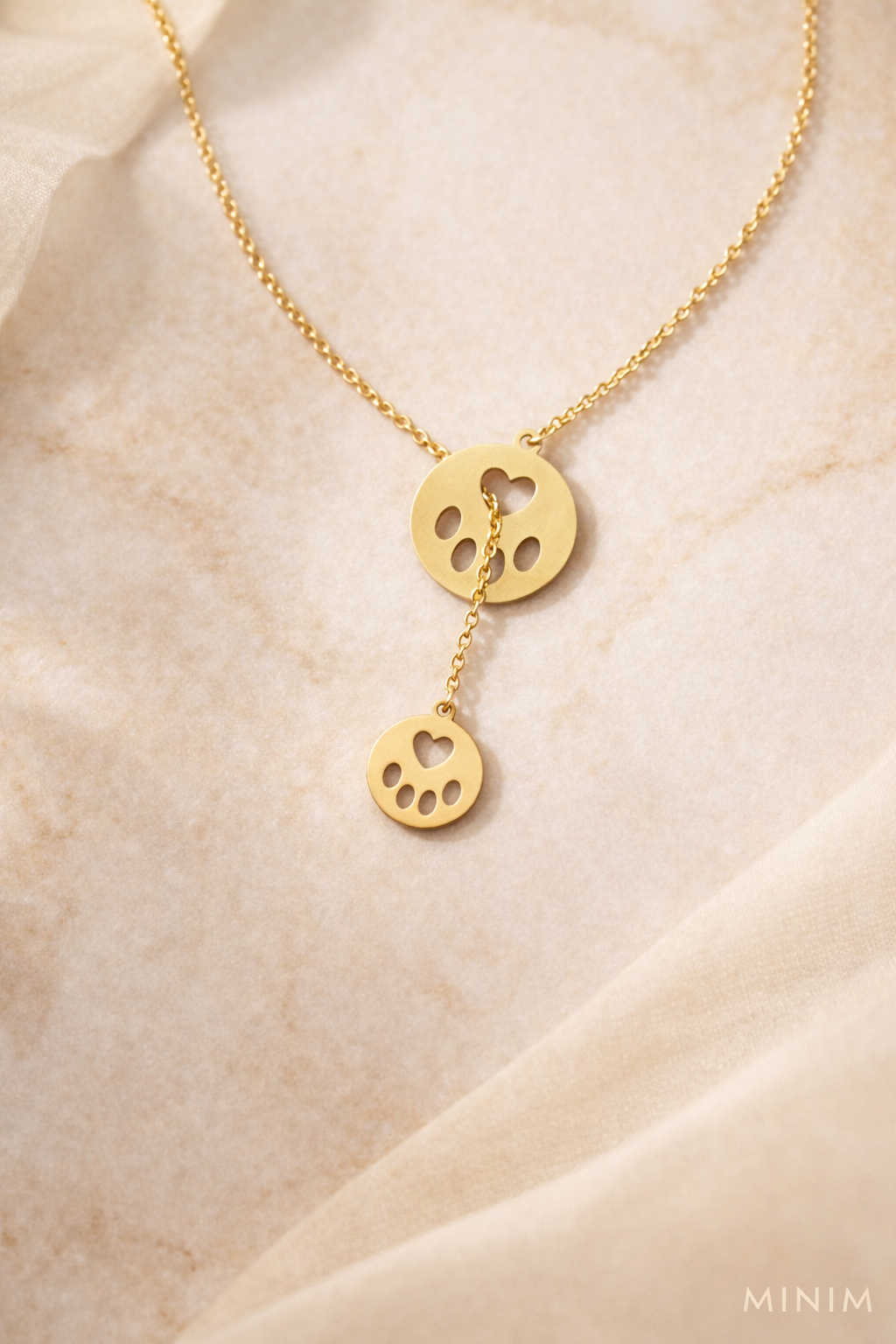 Paw Print Drop Necklace