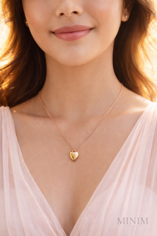 Gold Heart Pendant Necklace