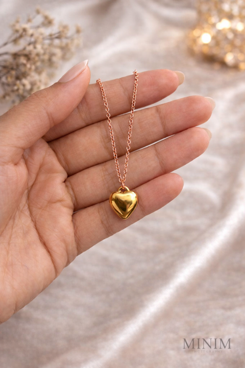 Puffed Heart Pendant Necklace