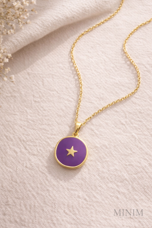 Purple Enamel Star Necklace