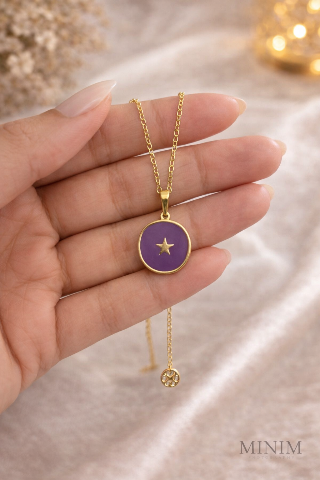Purple Enamel Star Necklace