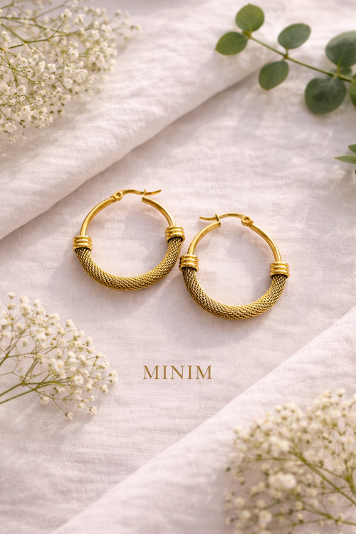 Round Mesh Big Hoop Earring