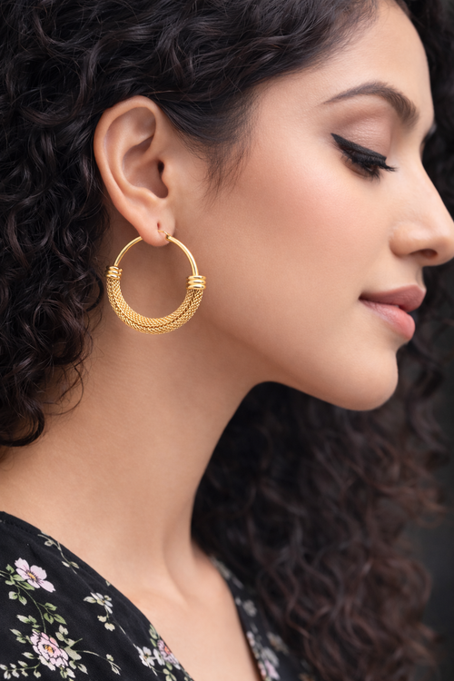 Round Mesh Big Hoop Earring