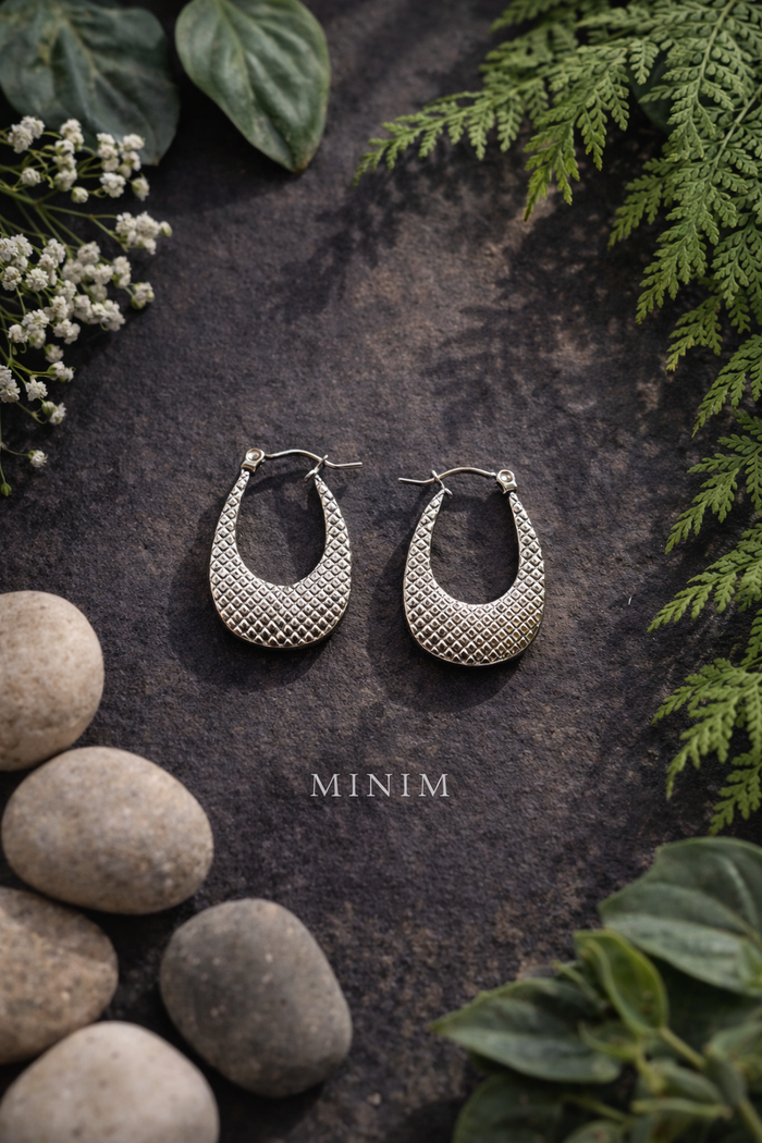 Silver Oval Hoop Earrings