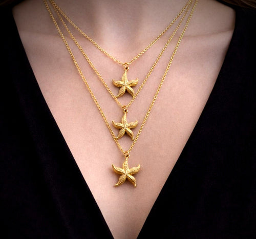 Gold Starfish Layered Necklace