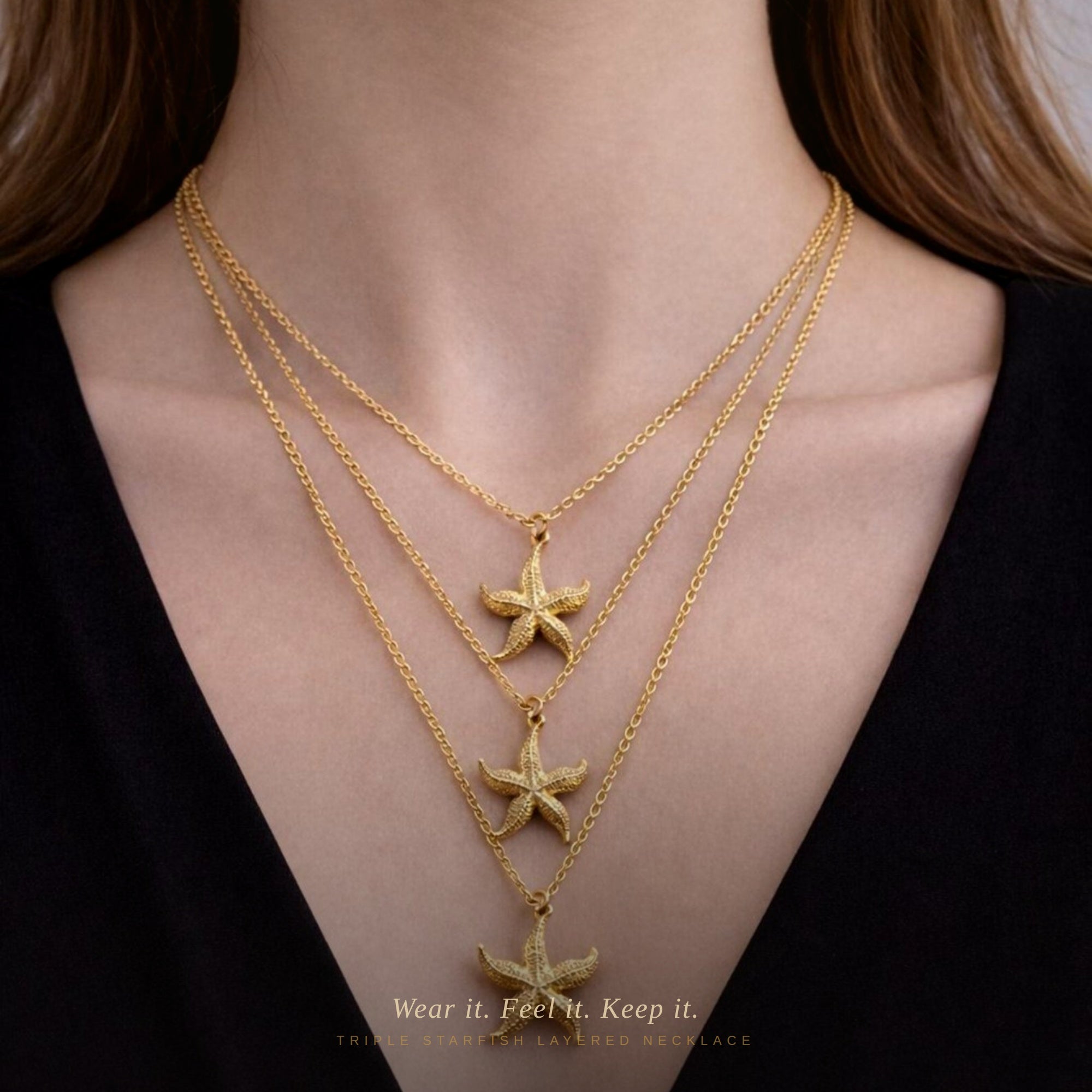 Gold Starfish Layered Necklace