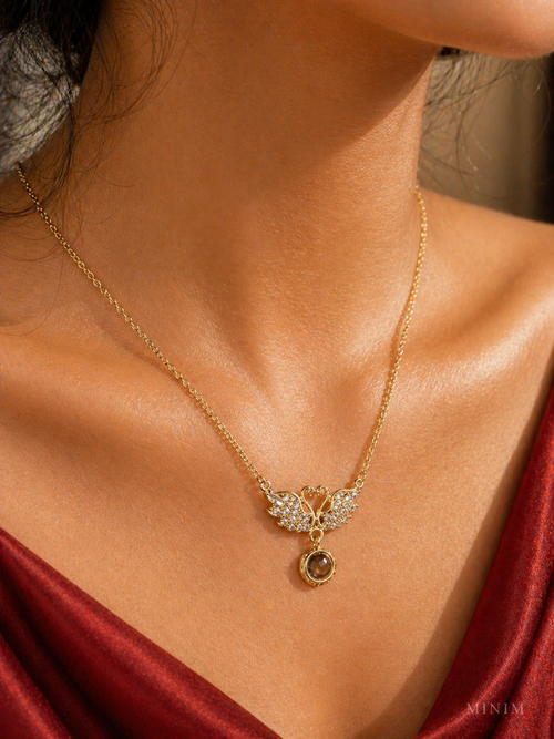 Golden Swan Projection Necklace
