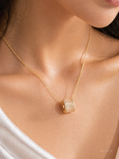 Ivory Barrel Pendant Necklace