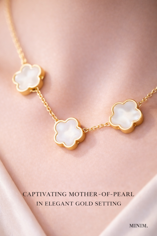 White Enamel 5 Clover Necklace