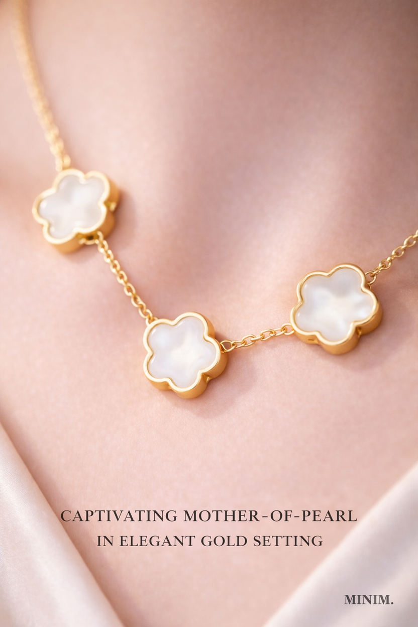 White Enamel 5 Clover Necklace